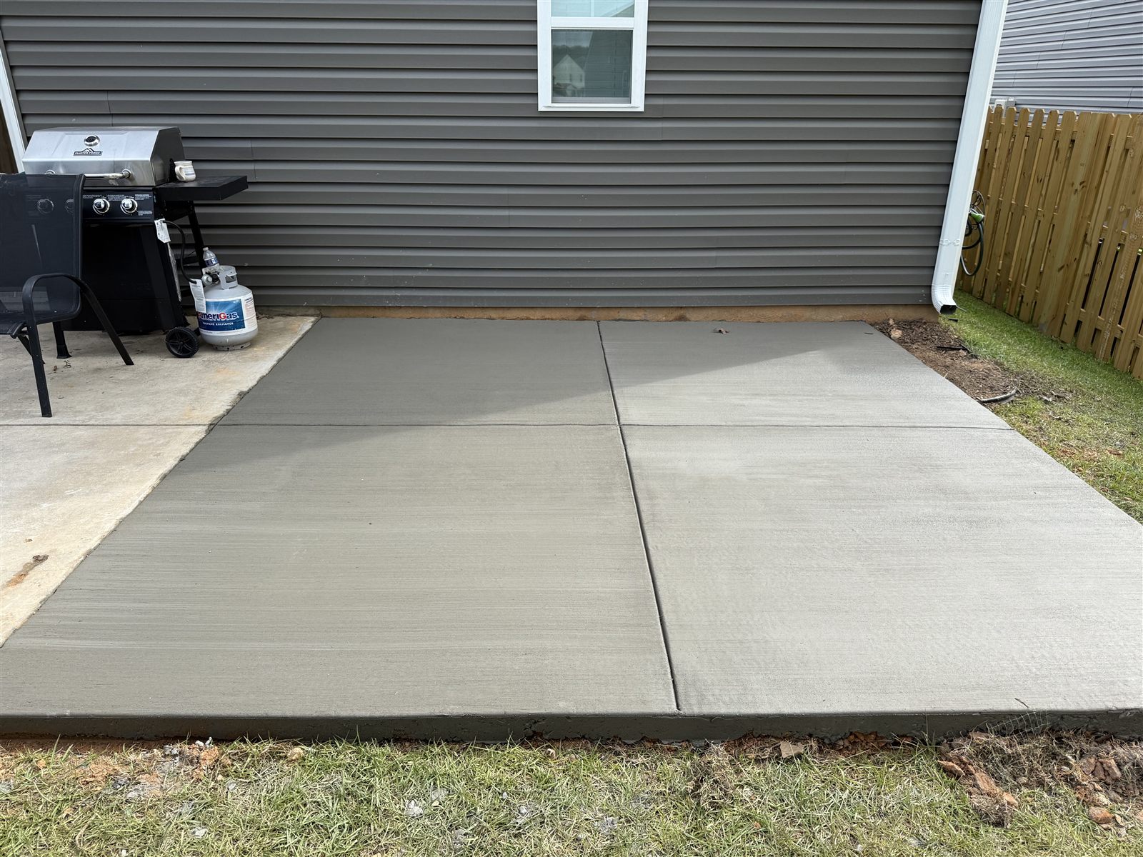 Freshly poured backyard patio slab, Columbia SC